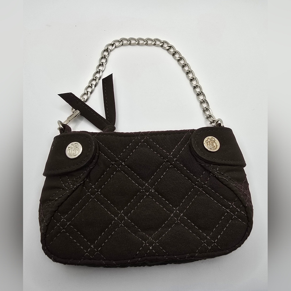 Vera Bradley Colette Mini Bag Wristlet in Vera Vera Espresso Microfiber GUC
